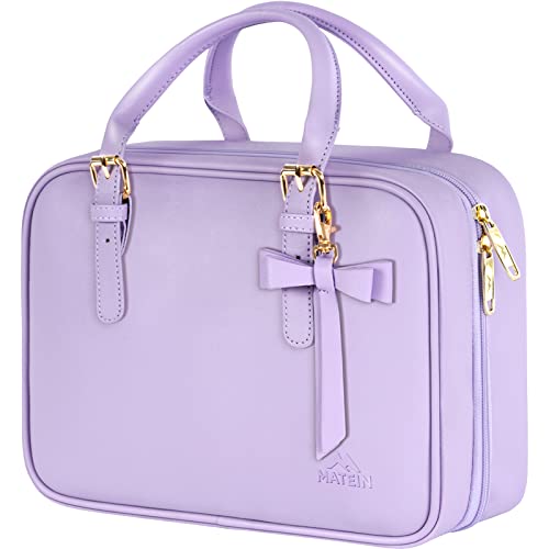 MATEIN Travel Makeup Bag, Hanging Toiletry Bag for Women, Large Waterproof Removable Cosmetic Bags Travel Organizer Full Sized Container with Elastic Band Holders for Toiletries, Cosmetics, Purple