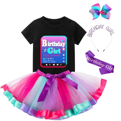 Tutu and Sian Birthday Girl Outfit Party Costume – Hair Bow, Shirt, Tutu Dress, Satin Sash (Birthday Girl 1, 4-5 Years)