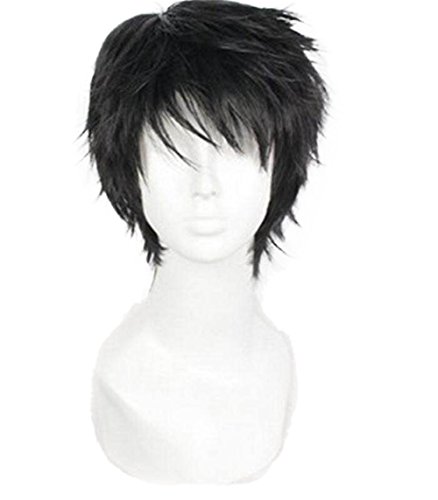 OYSRONG Short 11.81'' Black Men Curly Fluffy Curly Cosplay Heat Resistant Fibre Wig