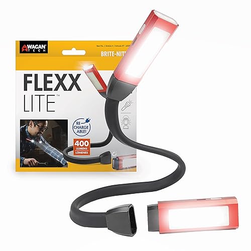 Wagan EL4307 Flexxlite Rechargeable LED Neck Reading Light Book Light 3 Colors Comfortable Bendable Arms Long Lasting Multi Use Magnetic Portable Tactical Light