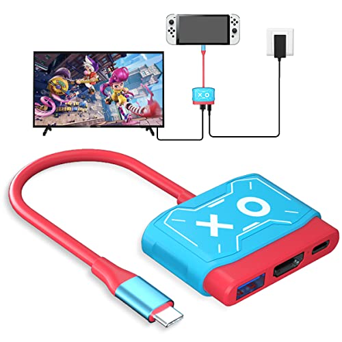 PURBHE Switch Dock with Charger,Portable Switch Dock Replacement for Nintendo Switch Dock Switch HDMI Adapter,39W Power Supply Support Switch TV Mode