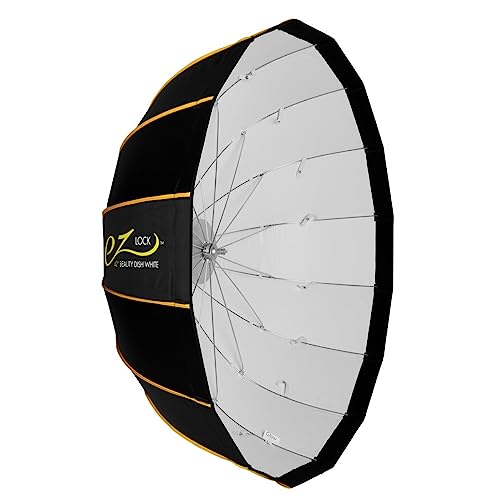 Glow EZ Lock 42' Collapsible White Beauty Dish Softbox w/Bowens Mount Speedring and Deflection Disk, 16 Ribbed Design Soft Box with White Interior for Perfect Lighting and Beauty Dish Photography