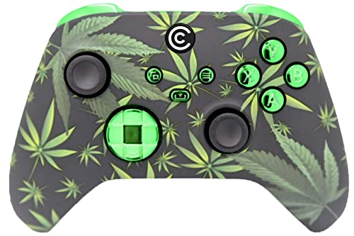 Designer Series Custom Wireless Controller for PC, Windows, Series X/S & One - Multiple Designs Available (Weeds & Green Chrome Inserts)