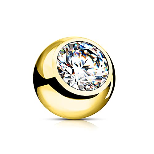 COCHARM 14k Solid Gold 4mm Yellow Gold Top Ball Suit for 14gauge 1.6mm Belly Button Ring Barbell Bar
