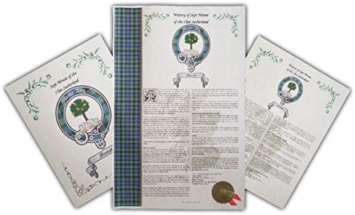 Mr Sweets Saent Scottish Clan & Sept History 3 Print Combo - Tartan, Buckle, Crest, Last Name Surname Meaning, Genealogy, Family Tree Research Aid, Roots, Ancestry, Ancestors and Namesakes