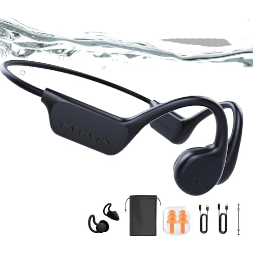 Gogailen Bone Conduction Headphones Swimming, Underwater Headphones for Swimming, Built-in 32G Memory IPX8 Waterproof, Wireless Bluetooth 5.3 Open Ear Headphones for Running, Cycling
