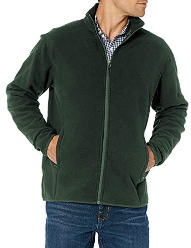 Amazon Essentials Men's Full-Zip Fleece Jacket (Available in Big & Tall), Forest Green, Large