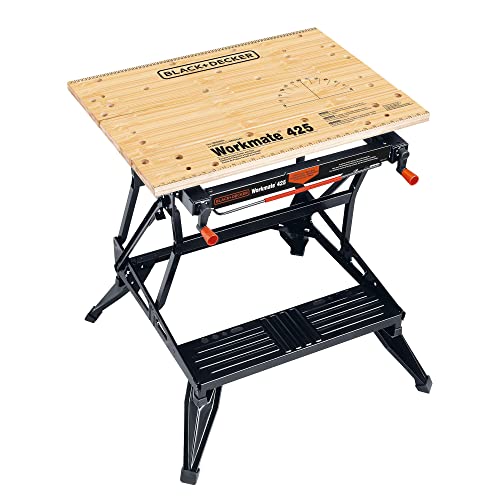 BLACK+DECKER Portable Workbench, Workmate Folding Workbench, 550 lb. Capacity with Clamps for Woodworking (WM425-A)