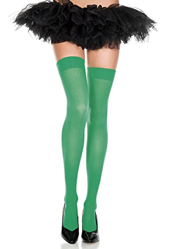 Kelly Green Women's Opaque Nylon Thigh High One Size Stocking