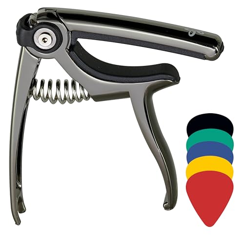 Sondery Guitar Capo 4 in 1 for 6 Strings Acoustic and Electric Guitars, 5 Guitar Plectrums and A Pouch Enclosed Free