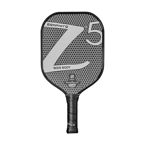 ONIX Graphite Z5 Pickleball Paddle (Graphite Carbon Fiber Face with Rough Texture Surface, Cushion Comfort Grip and Nomex Honeycomb Core for Touch, Control, and Power),White