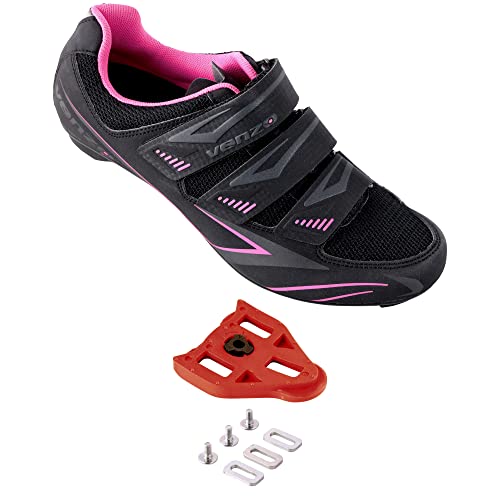 Venzo Bike Bicycle Women's Ladies Cycling Riding Shoes - Compatible with Peloton, for for Shimano SPD & Look ARC Delta - Perfect for Indoor Exercise Bikes & Road Racing - with Look Delta Cleats - Size