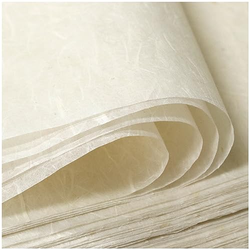FIVEIZERO 50/100 Sheets A4 Mulberry Paper Sheets Natural Fiber Rice Paper,8.3x11.7in Natural Decoupage Tissue Paper For Writing Painting, Decorative Paper, Card Making Paper DIY Craft