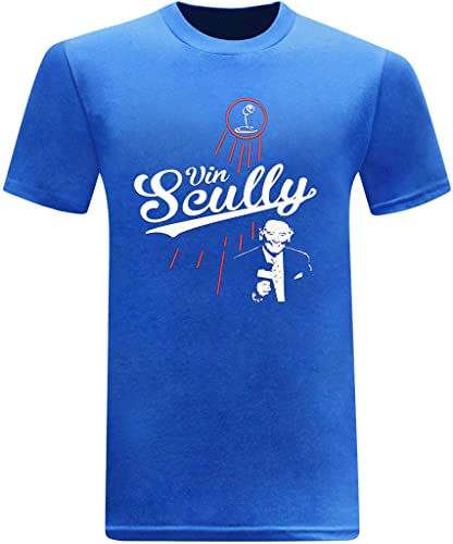 Vin Scully Baseball Hall of Fame Broadcaster Men's T-Shirt - (Medium) - Blue