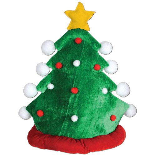 Beistle Unisex Plush Christmas Tree Hat – Festive Party Supplies, Holiday Themed Novelty Headwear, Dress-Up Costume Accessory, Decorative Seasonal Evergreen