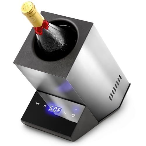 Modern Innovations Electric Wine Chiller, Single Bottle Wine Cooler in Stainless Steel, 750ml Wine Bottle Chiller, Rapid Beverage, Champagne, Drink Chiller, Gifts for the Wine Lover, Wine Coolers