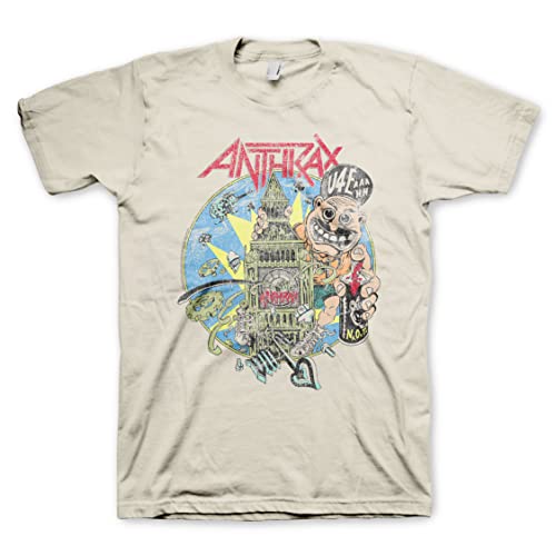 Anthrax London Graffiti Mens Short Sleeve T Shirt 80s Thrash Metal Vintage Style Graphic Tees Natural