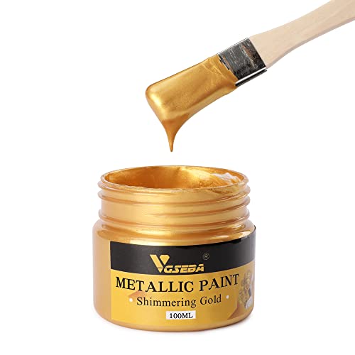 Acrylic Paint Metallic Gold, Non Toxic, Non Fading, 100ml Gold Leaf Paint for Art, Painting, Handcrafts, Ideal for Canvas Wood Clay Fabric Ceramic Craft Supplies