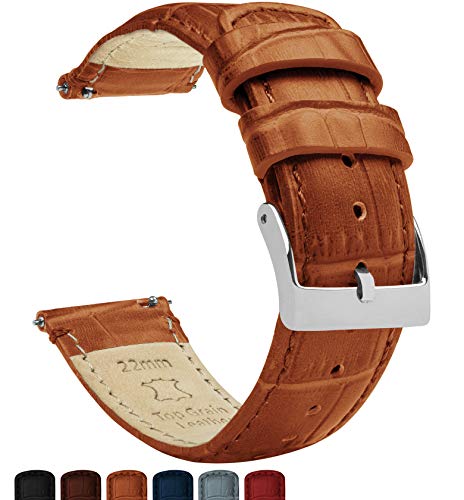 20mm Toffee Brown - Standard Length - BARTON Alligator Grain - Quick Release Leather Watch Bands