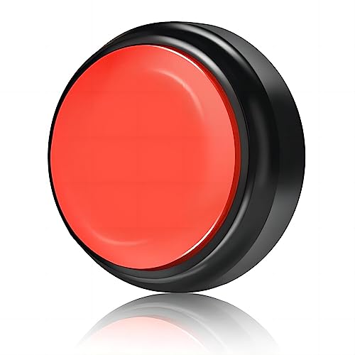 Record Talking Button Easy Button Talking Button Record，Dog Button for Communication,Recordable Sound Buttons Answer Buzzers Talk Button(Black+Red)