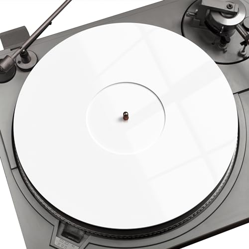 PRO SPIN White Acrylic Turntable Mat - Platter Slipmat for 12' Vinyl Vintage Record Player - Antistatic Cover, Reduces Noise & Sounds From Static & Dust - Tighter Bass Quality, Record Player Mat