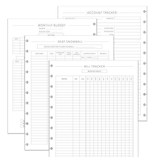 BetterNote Finance Plan Refill for Discbound Notebooks, Bill, Account, Expense, Budget, Fits Levenger Circa, The Happy Planner, Arc Systems, TUL, Talia, 1 Year Supply (11-Disc, 8.5'x11')