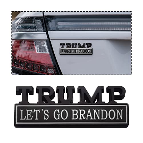 zipelo Trump Let's Go Brandon Car Emblem, 3D Auto Rear Tailgate Metal Badge Decal, Funny Letter Logo Trunk Fender Replacement Nameplate Sticker, Car Decor Accessories for Truck, SUV, Van (Black/White)