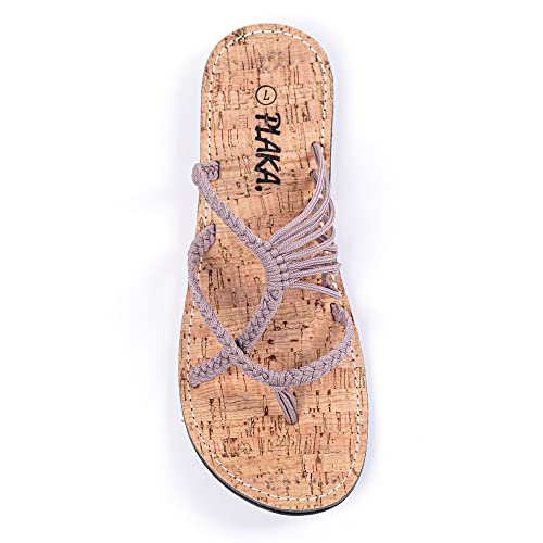 Plaka Oceanside Flat Summer Sandals for Women | Flip flops for the Beach, Walking & Dressy Occasions | Brazilian Sand | Size 7