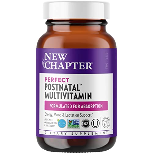 New Chapter, Postnatal Vitamins Lactation Supplement, Complete Multivitamin with Fermented Vitamin D3 + B Vitamins, Made with Organic Vegetables & Herbs, Non-GMO Ingredients, 270 Count