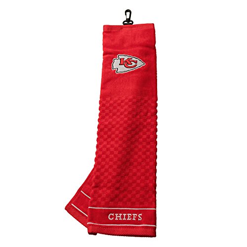 Team Golf NFL Kansas City Chiefs Embroidered Golf Towel Embroidered Golf Towel, Checkered Scrubber Design, Embroidered Logo