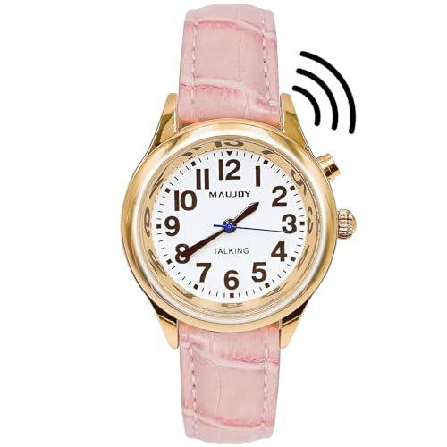 MAUJOY Large and Loud Spanish Speaking Talking Watch for Women That Speaks The Time, Date or Alarm Time for The Elderly, Visually Impaired or Blind