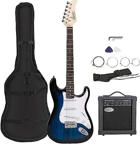ZENY 39' Full Size Electric Guitar with Amp, Case and Accessories Pack Beginner Starter Package, Blue Ideal Christmas Thanksgiving Holiday Gift