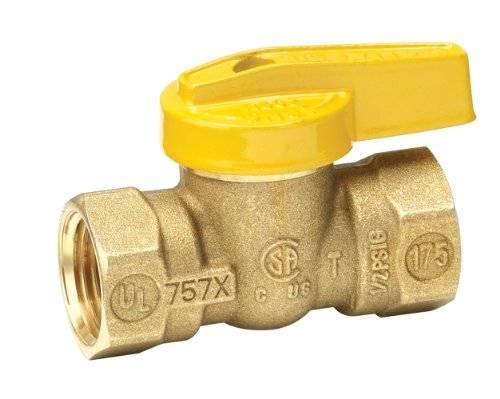 Homewerks VGV1LHB3B Premium Gas Ball Valve x Female Thread, 0.5-Inch, Brass