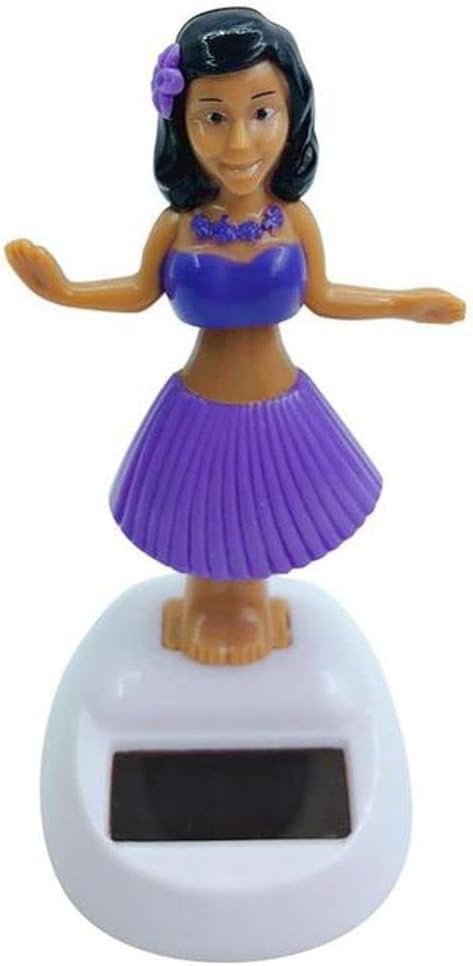 Purple Solar Powered Dancing Hula Girl Dashboard Decorations Swinging Bobbleheads Toy Collection Figurines for Auto Interior Home Decor Solar Power Kits