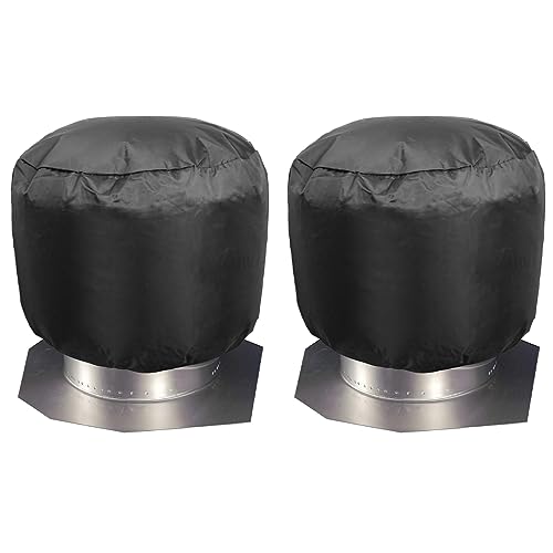 Turbine Vent Cover 2 Pack, Luxiv Roof Ventilator Cover Heavy Duty Turbine Ventilator Protector Shield Waterproof 420D Oxford Cloth Black (20D x 20W)