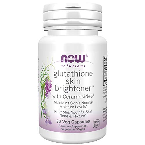 NOW Solutions, Glutathione Skin Brightener with Ceramosides, Moisturizing and Illuminating, 30 Veg Capsules