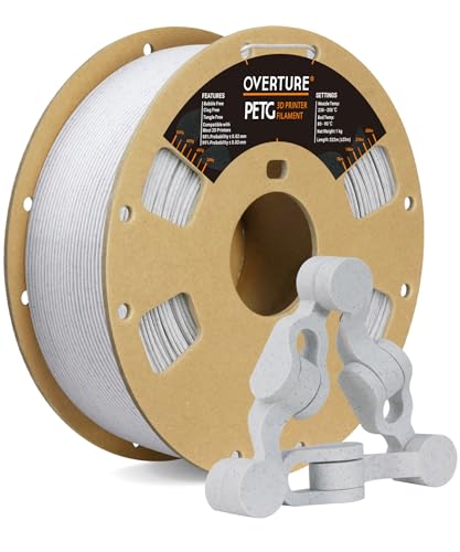 OVERTURE Rock PETG Filament 1.75mm, Marble PETG Roll 1kg Filament (2.2lbs), Dimensional Accuracy Probability +/- 0.02 mm, Fit Most FDM Printers (Rock White)