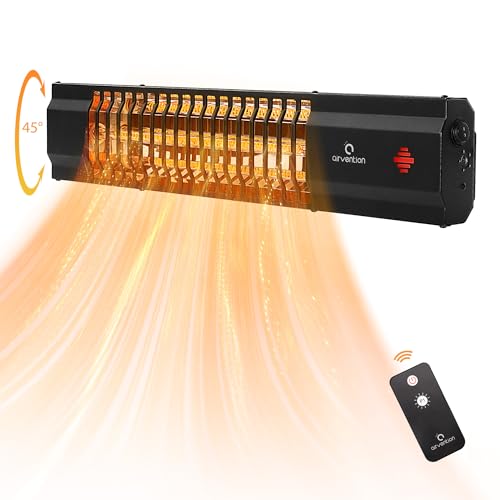 Airvention Outdoor Electric Patio Heater, 1500W Infrared Electric Heater with 1S Fasting Heat Garage heater for Outdoor Indoor, Wall Mounted heater, Remote Control