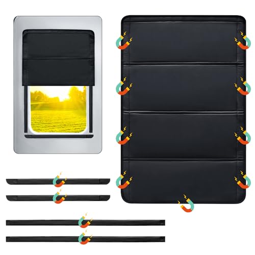 RV Door Window Shade Cover - Magnetic RV Blackout Window Cover with UV Protection and Privacy Features (25 * 16 in) Foldable Magnet Design, Waterproof Fabric, and Reflective Silver Coating