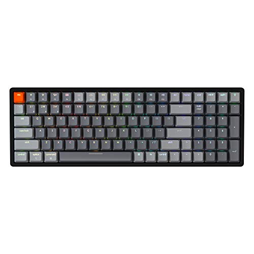 Keychron K4 RGB Hot Swappable Mechanical Keyboard, 96% Layout Bluetooth Wireless/USB Wired Computer Keyboard with Gateron G Pro Red Switch Aluminum Frame for Mac Windows-Version 2
