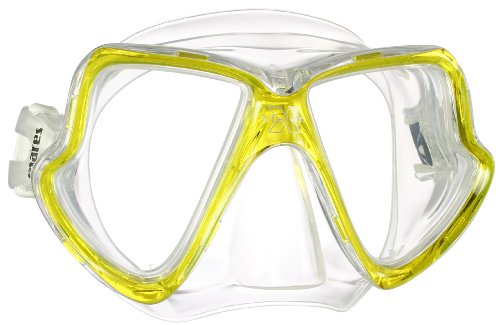 Mares Snorkel Mask, Premium Silicone Tempered Glass Lens Mask, Designed for Scuba, Spearfishing, Freediving, Snorkeling Mask (Yellow) (P496328_YL)