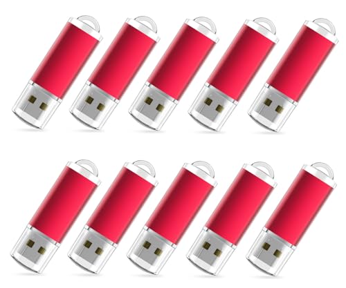 RAOYI 10PCS 1G USB Flash Drive USB 2.0 Memory Stick Bulk Thumb Drive Pen Drive Jump Drive-Red