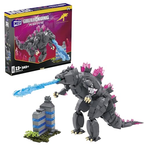 Mega Godzilla x Kong The New Empire Building Set Action Figure Godzilla with 543 Pieces and Accessories, 8 Inches Tall, for Adult Collectors
