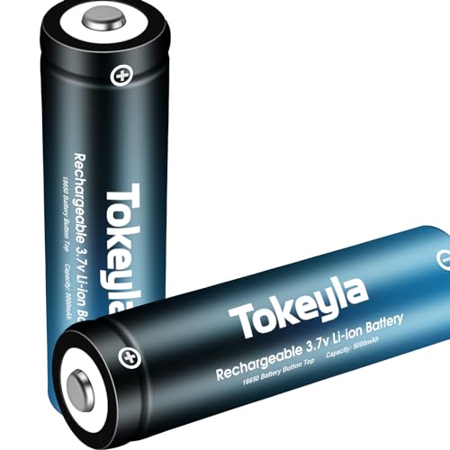 Tokeyla 2Pack 3.7V Rechargeable Battery Button Top Batteries Large Capacity for Headlamps, Led Flashlights, Electronic Devices,etc