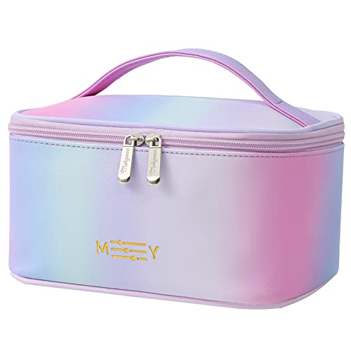 Gradient Makeup Bag Small Cosmetic Bags for Ladies Zipper Pouch Makeup Organizer Waterproof Cute Pink Purple Blue Green(Rainbow Pink)