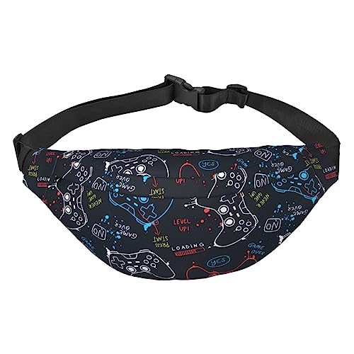 Video Game Controller Gamepad Fanny Pack Sling Bag Adjustable Waist Bag Crossbody Sling Backpack For Men Women Travel Hiking Cycling Running