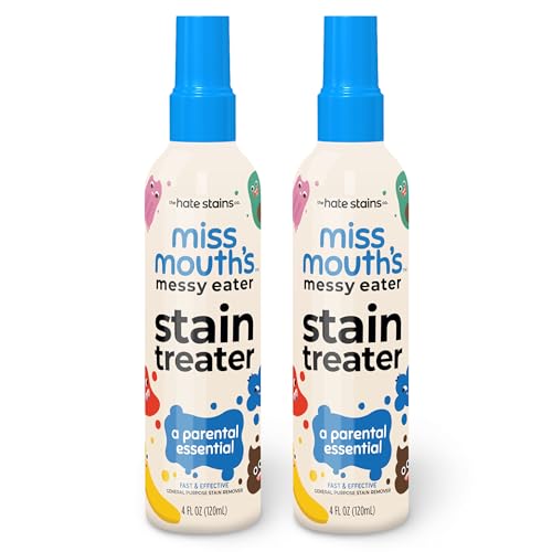 Miss Mouth's Messy Eater Stain Treater Spray - 4oz 2 Pack Stain Remover - Newborn & Baby Essentials - No Dry Cleaning Food, Grease, Coffee Off Laundry, Underwear, Fabric