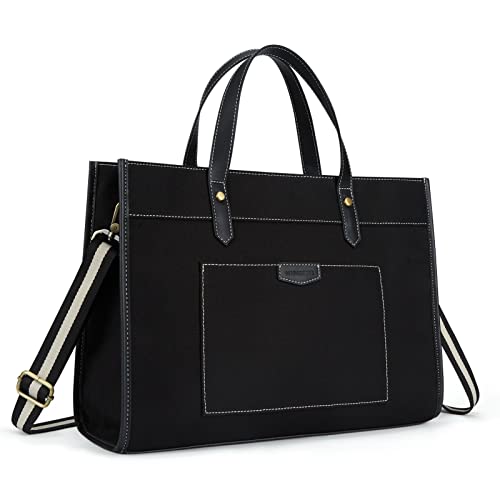 Missnine Laptop Tote Bag Canvas Laptop Bag 15.6 inch Work Shoulder Bags Casual Briefcase Handbag for Travel, Office, College