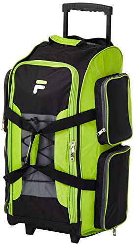 Fila 26' Lightweight Rolling Duffel Bag, Neon Lime, One Size