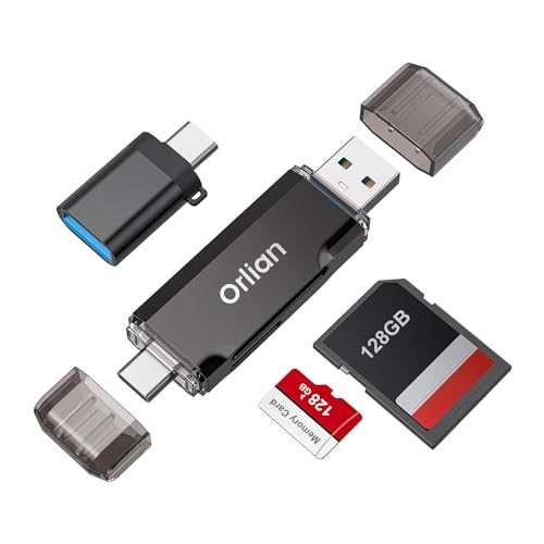 Orlian SD Card Reader USB 3.0 High-Speed Dual USB A & USB C to Micro SD/SD Memory Card Reader Adapter for SD/SDHC/SDXC, Compatible with MacBook Pro/Air, iPhone 15 Pro/Max, Android Galaxy and More